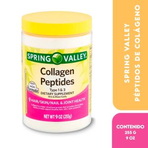Spring Valley Péptidos de colágeno en Polvo Tipo 1 y 3 Salud de Uñas Piel y Cabello, Fórmula Keto Paleo, 9 oz (255 g)