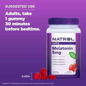 Natrol Melatonin en Gomas Sueño Prolongado Sabor a Fresa 5 mg 140 Gomitas
