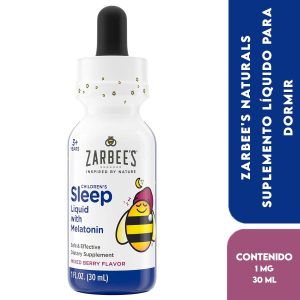 Zarbee's Naturals Suplemento Líquido para Dormir con 1 mg de Melatonina para Niños Sabor Bayas Naturales 1 fl oz (30 ml)