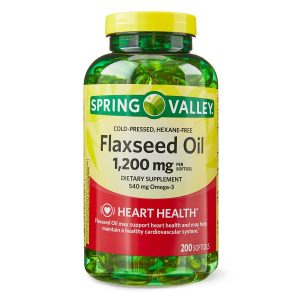 Spring Valley Aceite de Linaza Prensado en Frío - Flaxseed Oil 1200 mg por Servicio, 540 mg de Omega-3, 200 Cápsulas Blandas