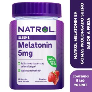 Natrol Melatonin en Gomas Sueño Prolongado Sabor a Fresa 5 mg 90 unidades