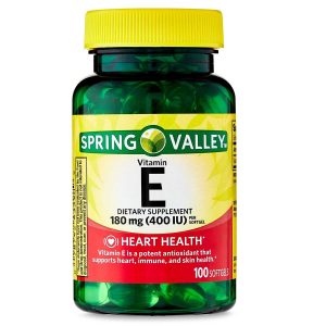 Spring Valley Vitamina E Suplemento para la Salud del Corazón, 180 mg (400 UI), Cápsulas Blandas