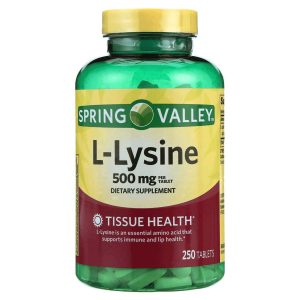 Spring Valley L-Lisina 500 mg Apoyo de la Salud Inmune 250 Tabletas