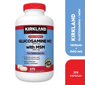 Kirkland Glucosamina HCI 1500 Mg con MSM 1500 Mg Apoya Articulaciones Flexibles 375 Tabletas