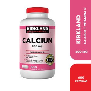 Kirkland Calcio 600 mg + Vitamina D3 400 IU para Huesos y Dientes Fuertes 500 Tabletas