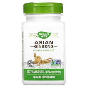 Nature's Way Asian Ginseng Combate La Fatiga 1,120 mg Por Servicio 100 Cápsulas Veganas