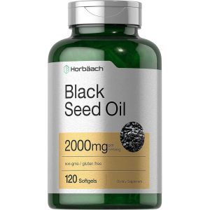 Horbaach Black Seed Oil - Aceite de Semilla Negra sin GMO Libre de Glúten Nigella Sativa 2000 mg - 120 Cápsulas Blándas
