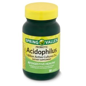 Spring Valley Probiotic Acidophilus Salud Digestiva - 1 Billón de Cultivo Activo por Cápsula - 30 Cápsulas