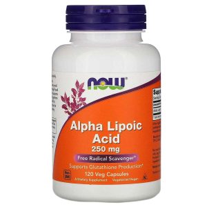 Now Ácido Alfa Lipoico Ayuda Eliminar Radicales Libres, Apoya Producción de Glutatión 250 mg 120 Cápsulas Vegetales