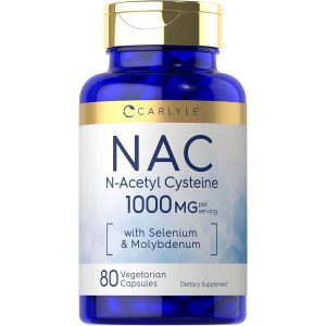 Carlyle NAC N-Acetyl Cysteine, con Selenio y Molibdeno - 1000 mg por servicio 80 Cápsulas Vegetarianas