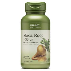 GNC Herbal Plus Maca Root, Hierba entera Vegetariana para el Apoyo a la vitalidad, 525mg - 100 Cápsulas