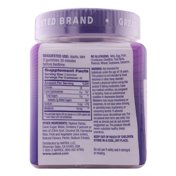 Natrol Melatonin en Gomas Sueño Prolongado Sabor a Fresa 10 mg 90 unidades - Imagen 2