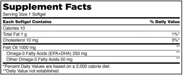 Kirkland Omega 3 Aceite de Pescado Fish Oíl 1000 mg (250 mg de EPA + DHA Omega-3 por porción) 400 Cápsulas Blandas - Imagen 3