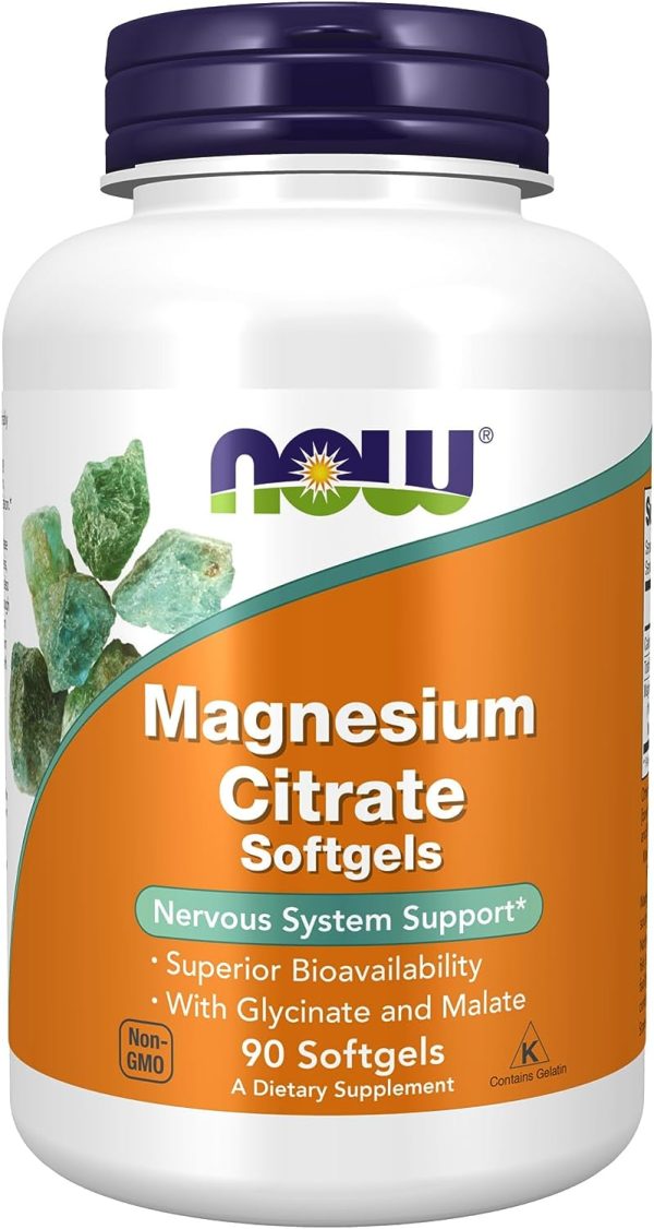 Now Citrato de Magnesio, Con Glicinato Y Malato, Apoyo del Sistema Nervioso, 90 Cápsulas Blandas - Imagen 5