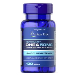 Puritan's Pride DHEA 50 mg, Suplemento Antienvejecimiento para Mujeres y Hombres - 100 Tabletas Veganos