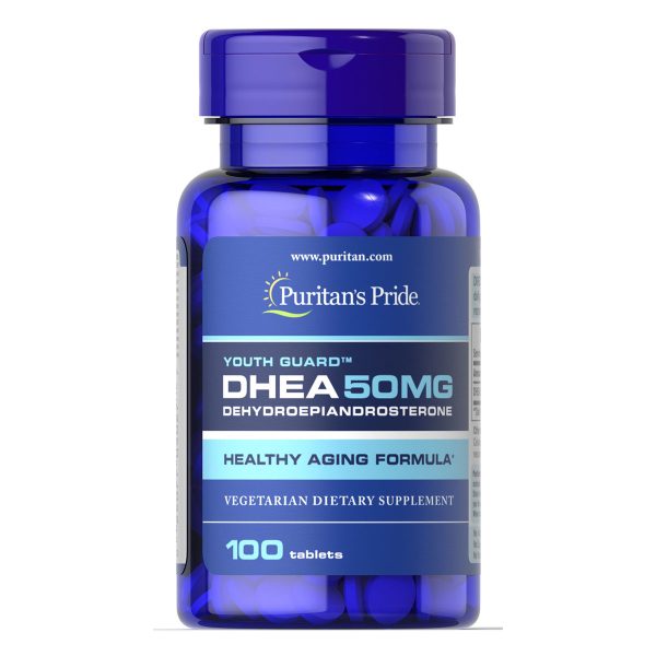 Puritan's Pride DHEA 50 mg, Suplemento Antienvejecimiento para Mujeres y Hombres - 100 Tabletas Veganos