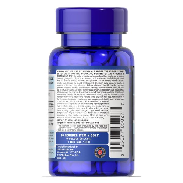 Puritan's Pride DHEA 50 mg, Suplemento Antienvejecimiento para Mujeres y Hombres - 100 Tabletas Veganos - Imagen 2